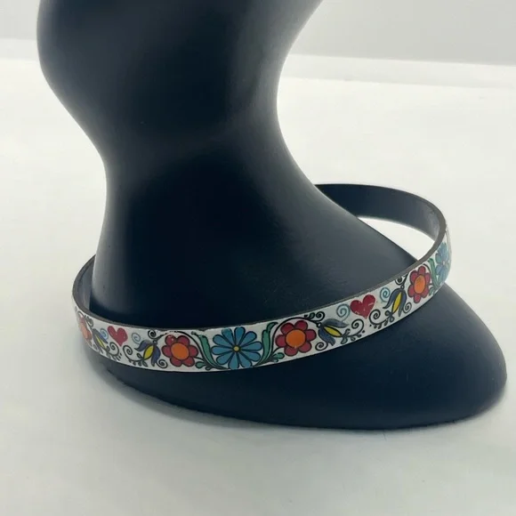 Vintage Enamel painted Bangle Bracelet Handmade in
Austria Floral Art multicolor - Picture 13 of 14